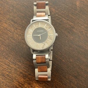 HOLZKERN Walnut Wood Watch Band w/Marble & Gray Face